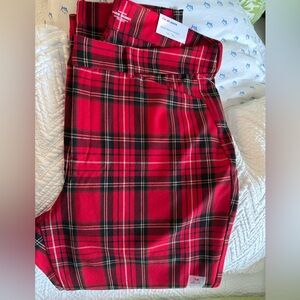 Old Navy skinny pixie pants, red tartan plaid